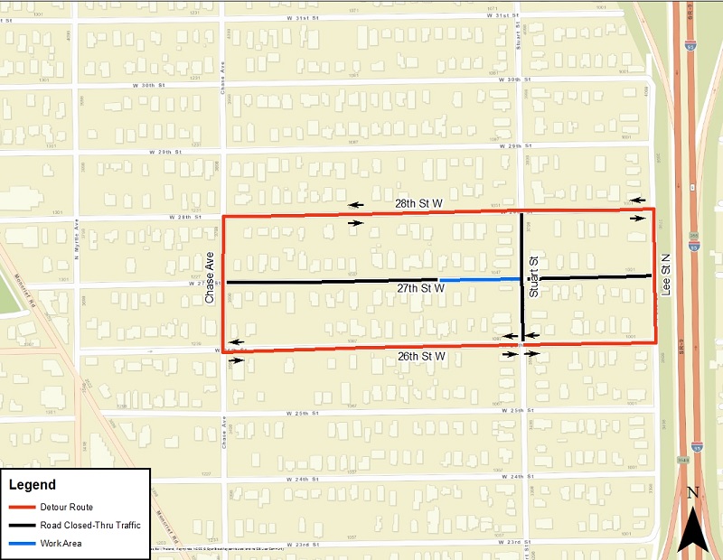 W 27th Street and Stuart Street Sewer Improvement Project Map